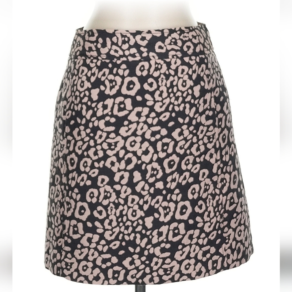 LOFT Animal Print A-Line Skirt Black and Cream Size 2P
